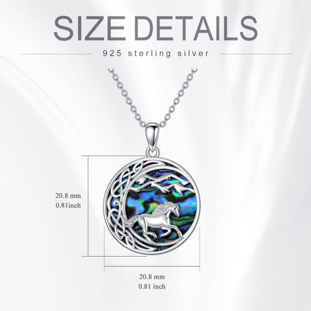 Sterling Silver Abalone Shellfish Horse & Celtic Knot Pendant Necklace-3