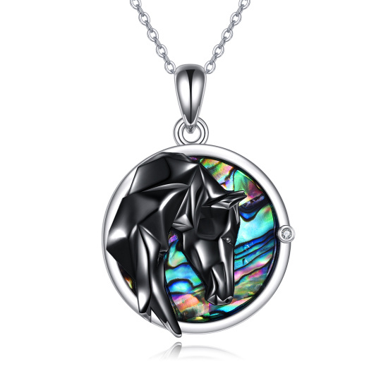 Sterling Silver Abalone Shellfish Horse Pendant Necklace