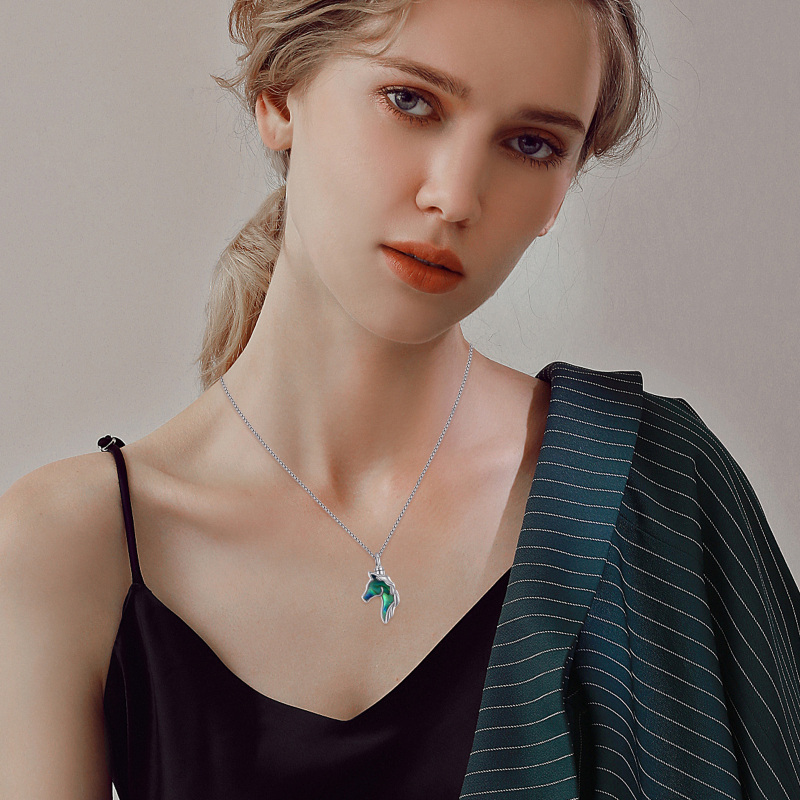 Colar de urna de cavalo de prata 925, colar de cinzas de cavalo, joias de cremação de cavalo-3