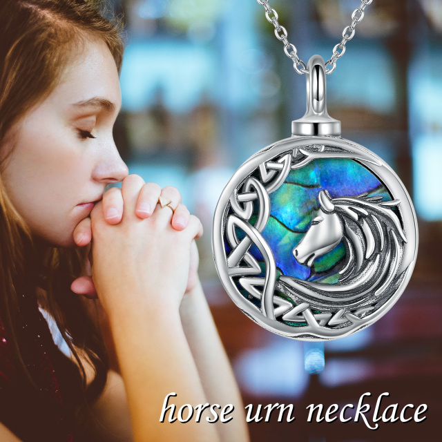 Sterling Silver Abalone Shellfish Horse Urn Necklace for Ashes-6