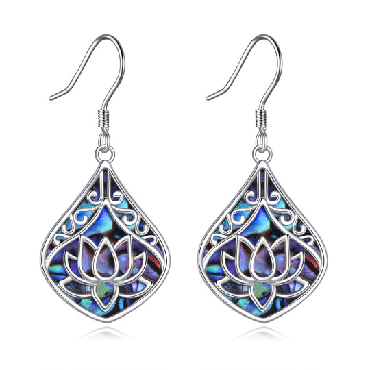 Sterling Silver Abalone Shellfish Lotus Drop Earrings