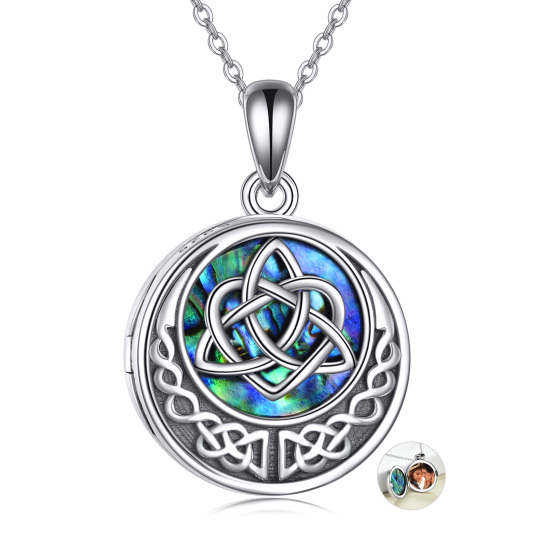 Collana con medaglione personalizzato in argento sterling, conchiglia Abalone e nodo d'amore