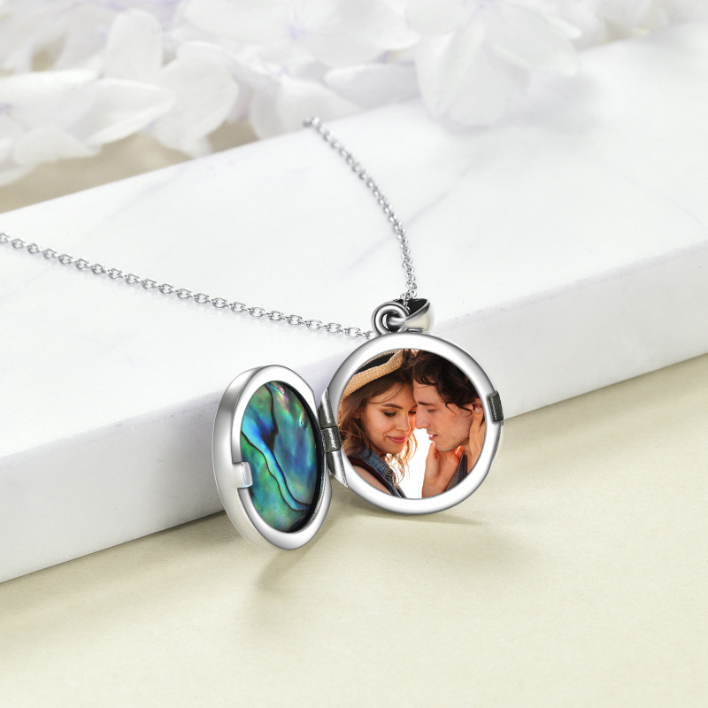 Collier en argent sterling Abalone Shellfish Love Knot Personalized Photo Locket Necklace-4