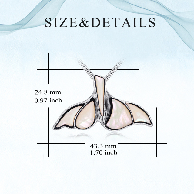 Sterling Silber Abalone Schalentier Meerjungfrau Schwanz Anhänger Halskette-5