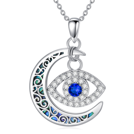 Collana con ciondolo a forma di luna in argento sterling con crostacei Abalone