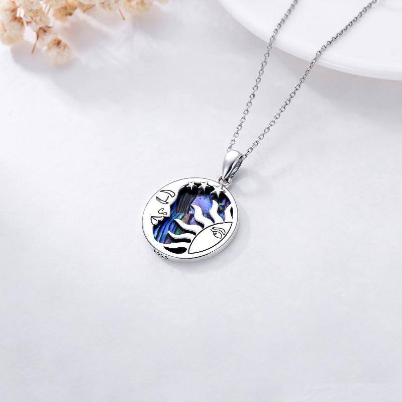 Sterling Silver Abalone Shellfish Moon & Sun Pendant Necklace-4