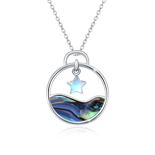 Collana con ciondolo a spruzzo in argento sterling con conchiglia abalone e pietra di luna