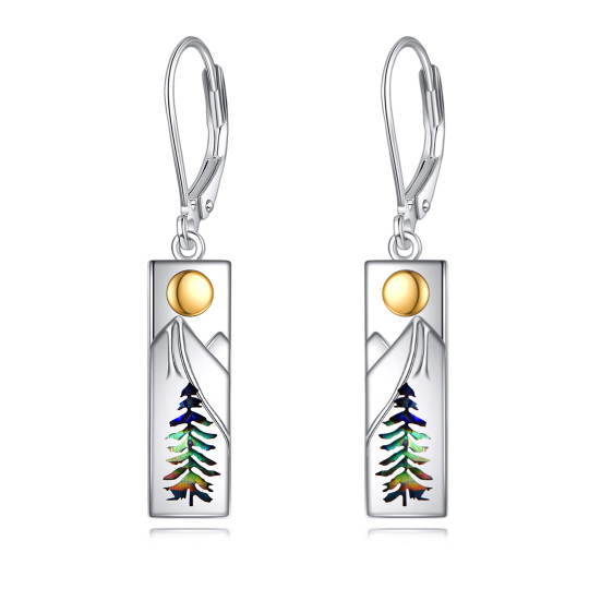 Orecchini pendenti in argento sterling con conchiglie e sole e montagne