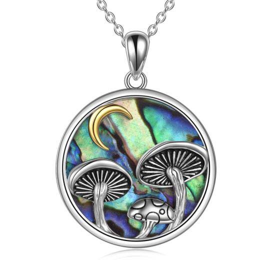 Collana con ciondolo a forma di fungo e luna in argento sterling con conchiglia Abalone