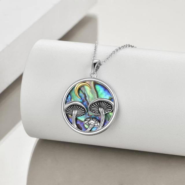 Collier en argent sterling avec pendentif Abalone, coquillage, champignon et lune-3