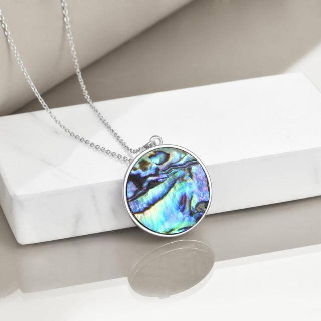 Sterling Silver Abalone Shellfish Mushroom & Moon Pendant Necklace-4