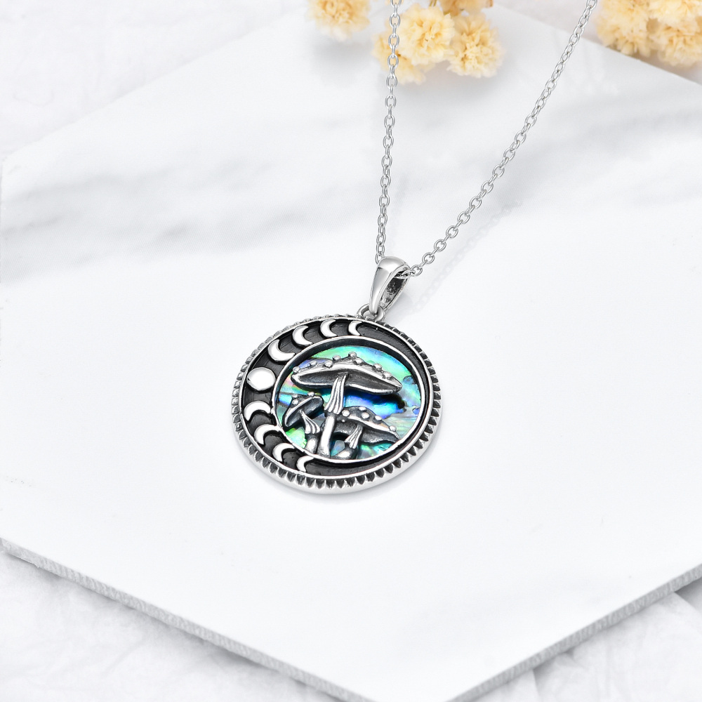 Collana con ciondolo in argento sterling conchiglia Abalone e fasi lunari-4