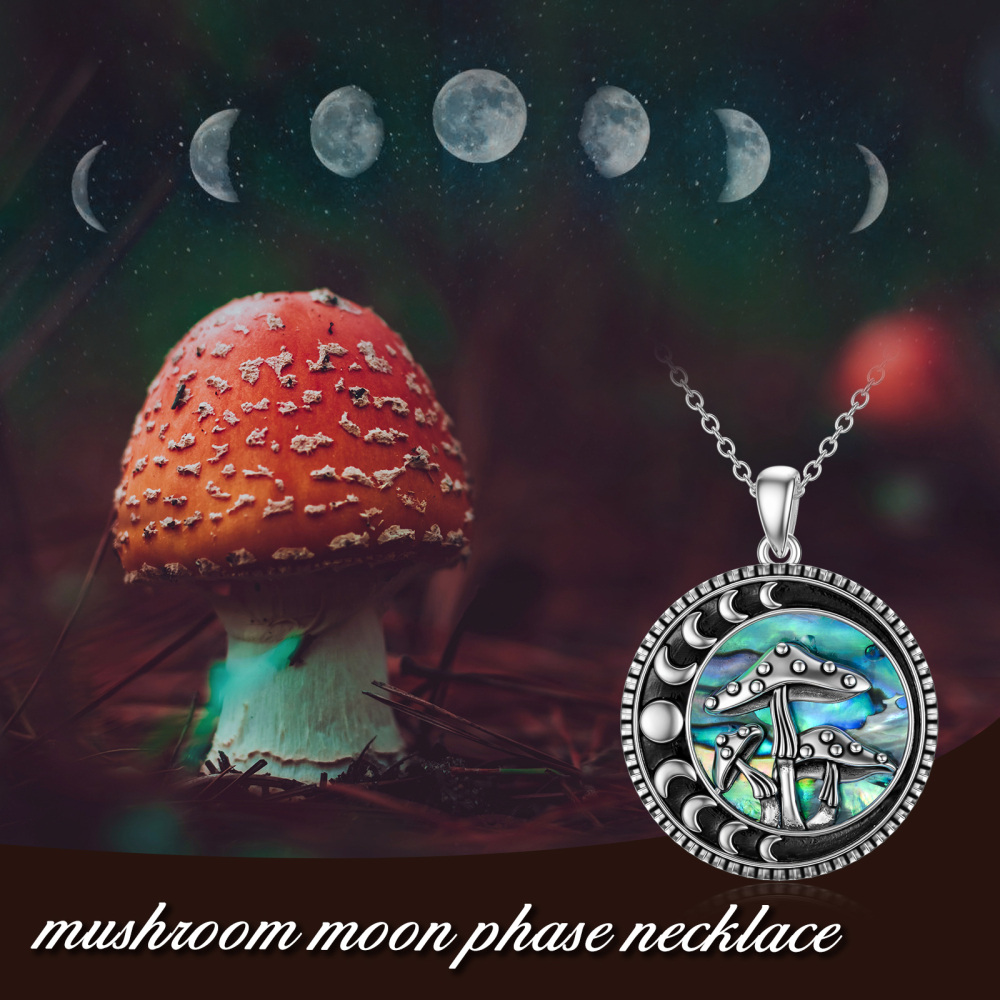 Collana con ciondolo in argento sterling conchiglia Abalone e fasi lunari-6