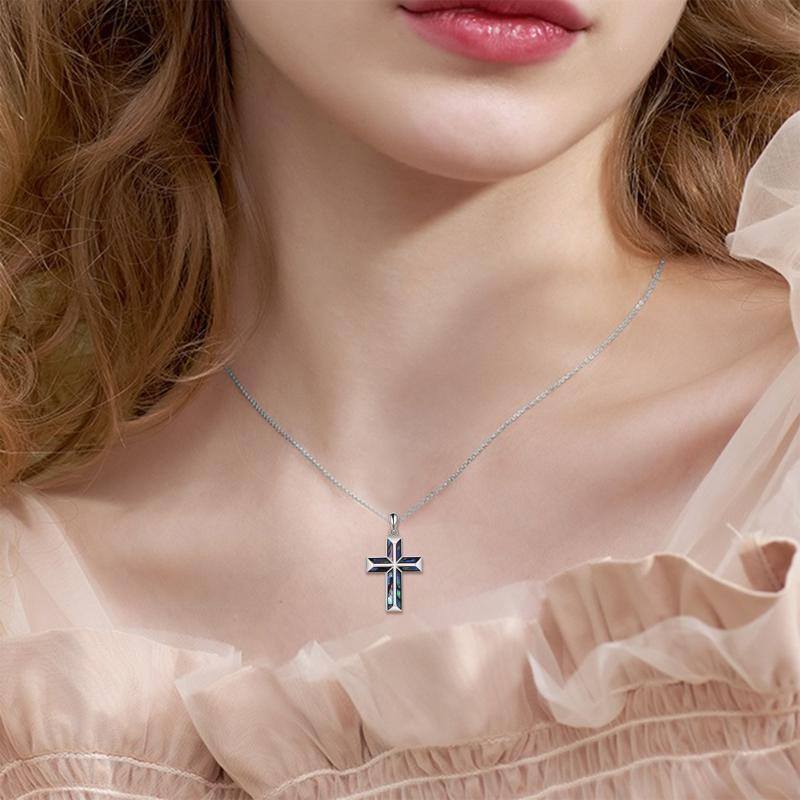 Collier d'urne en argent Abalone Shellfish Origami Cross pour les cendres-2