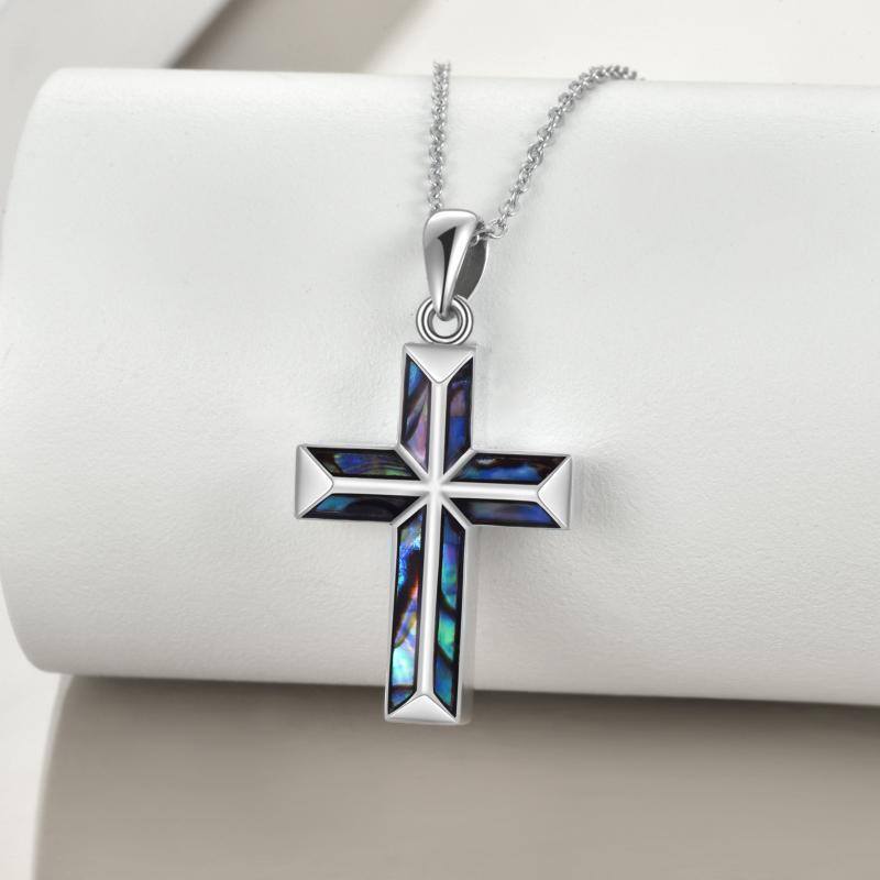 Sterling Silver Abalone Shellfish Origami Cross Urn Necklace for Ashes-3