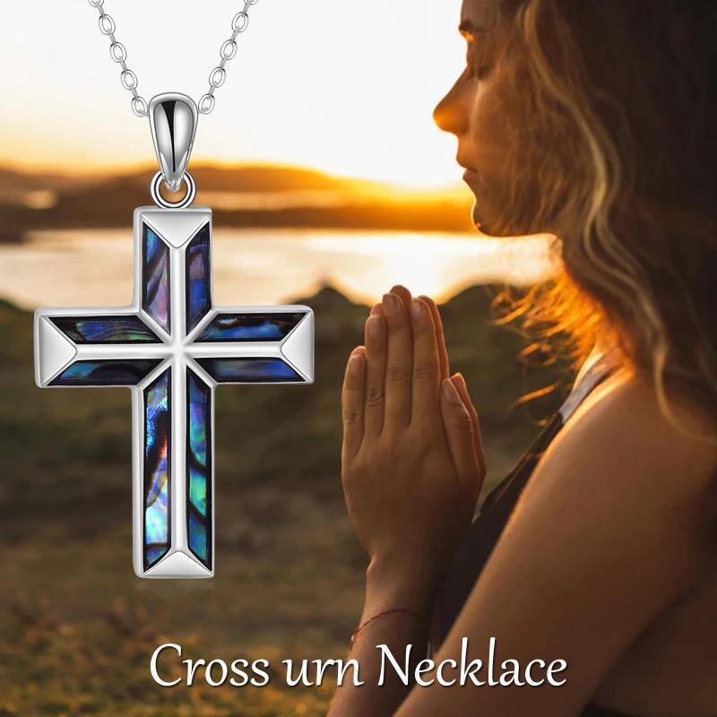 Collier d'urne en argent Abalone Shellfish Origami Cross pour les cendres-6