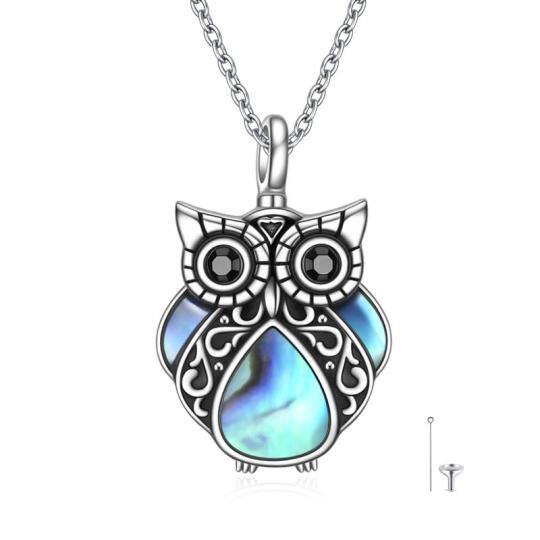 Collier d'urne en argent Abalone Shellfish Owl pour les cendres