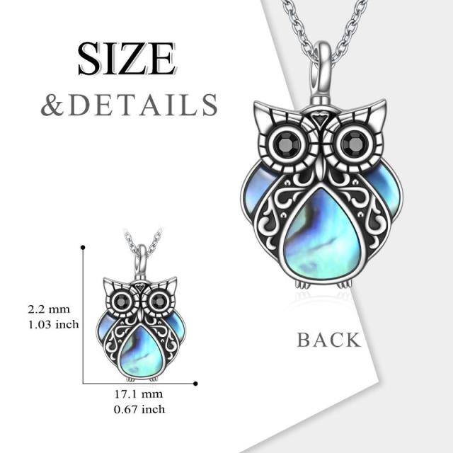 Collier d'urne en argent Abalone Shellfish Owl pour les cendres-4