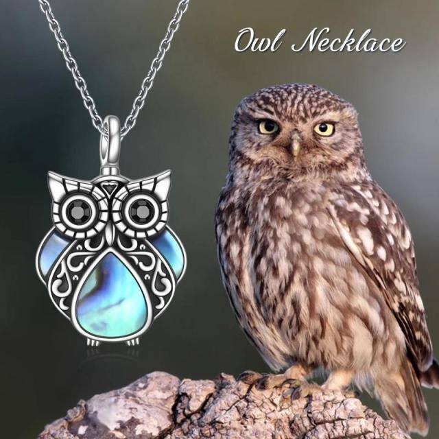 Collier d'urne en argent Abalone Shellfish Owl pour les cendres-5