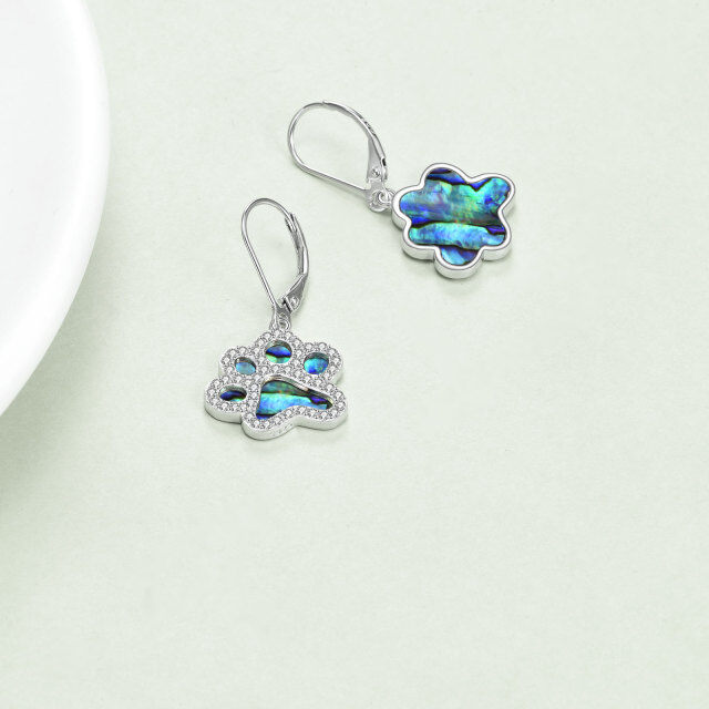 Boucles d'oreilles à levier en argent sterling Abalone Shellfish Paw-4