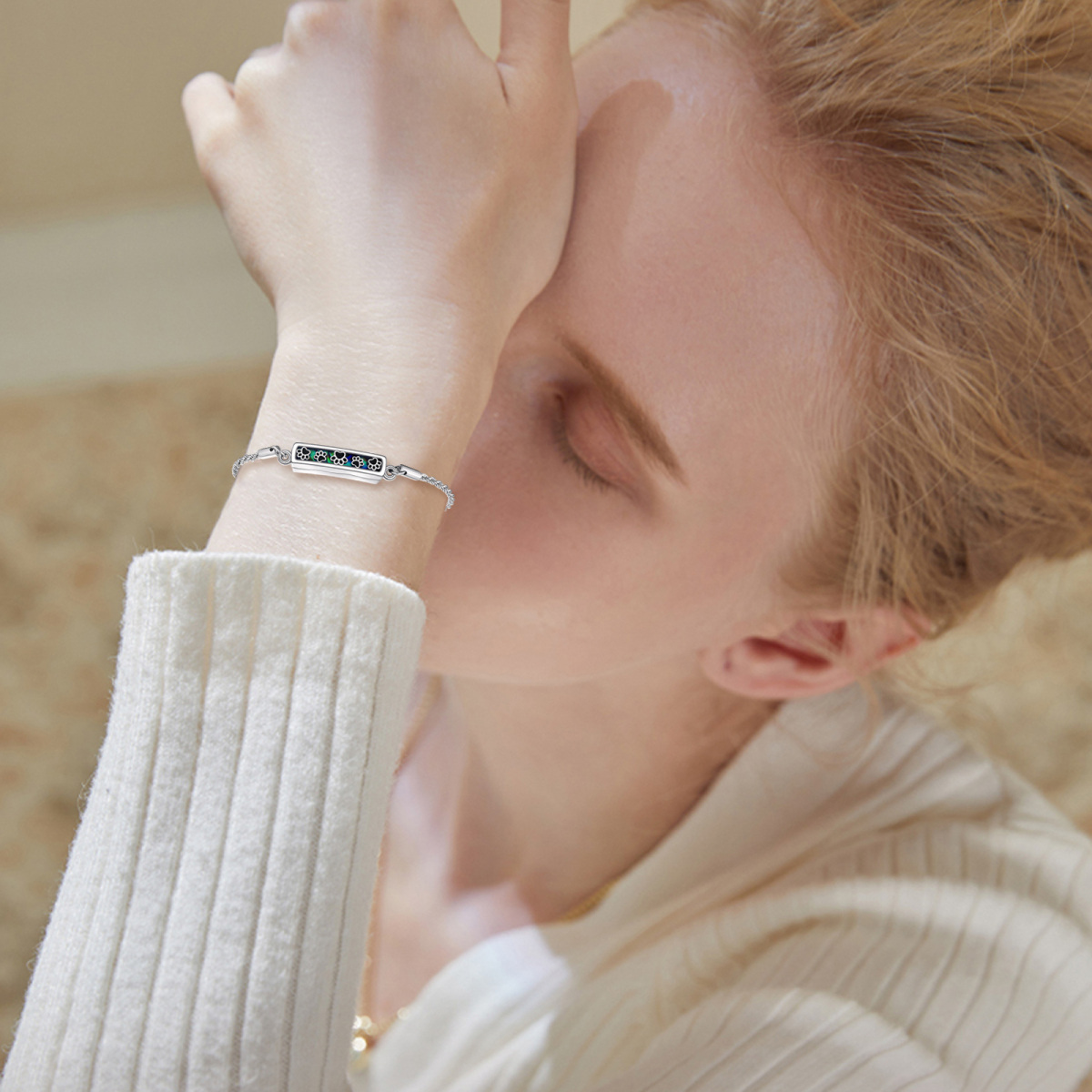 Bracelet urne en argent sterling avec patte de coquillage d'ormeau pour cendres avec toujours dans mon cœur-2