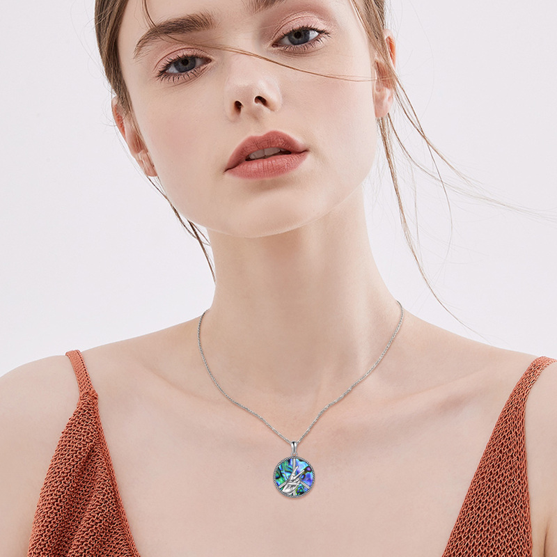 Sterling Silver Abalone Shellfish Pendant Necklace-2