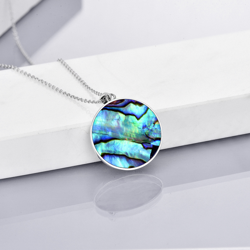 Sterling Silver Abalone Shellfish Pendant Necklace-3