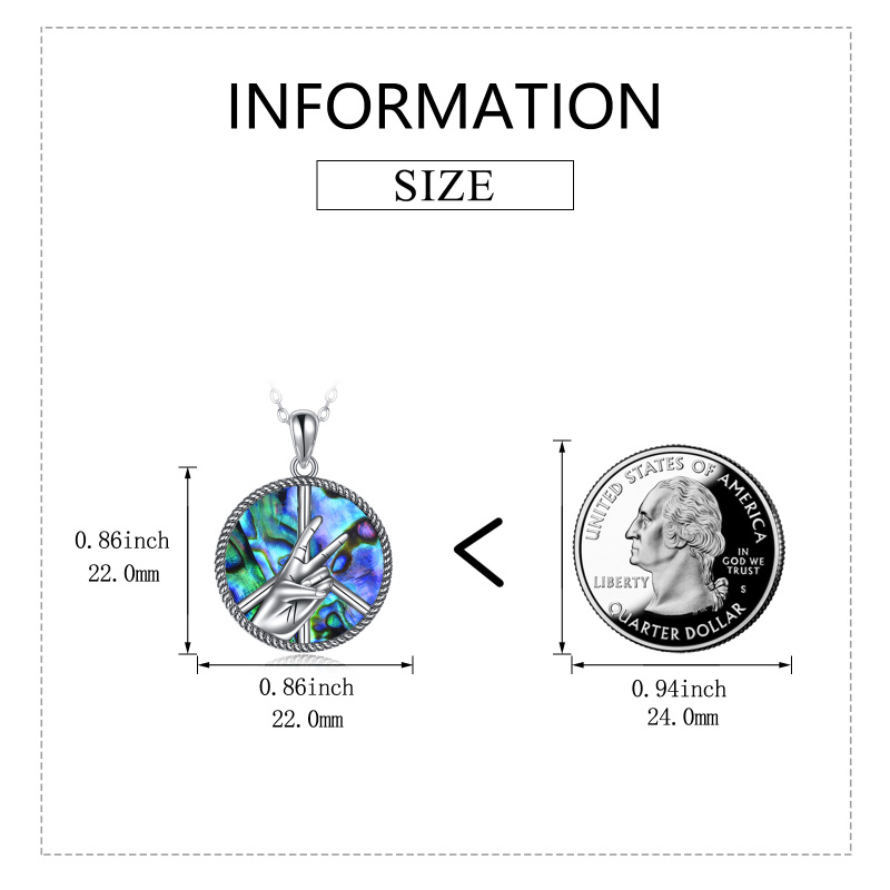 Sterling Silver Abalone Shellfish Pendant Necklace-4