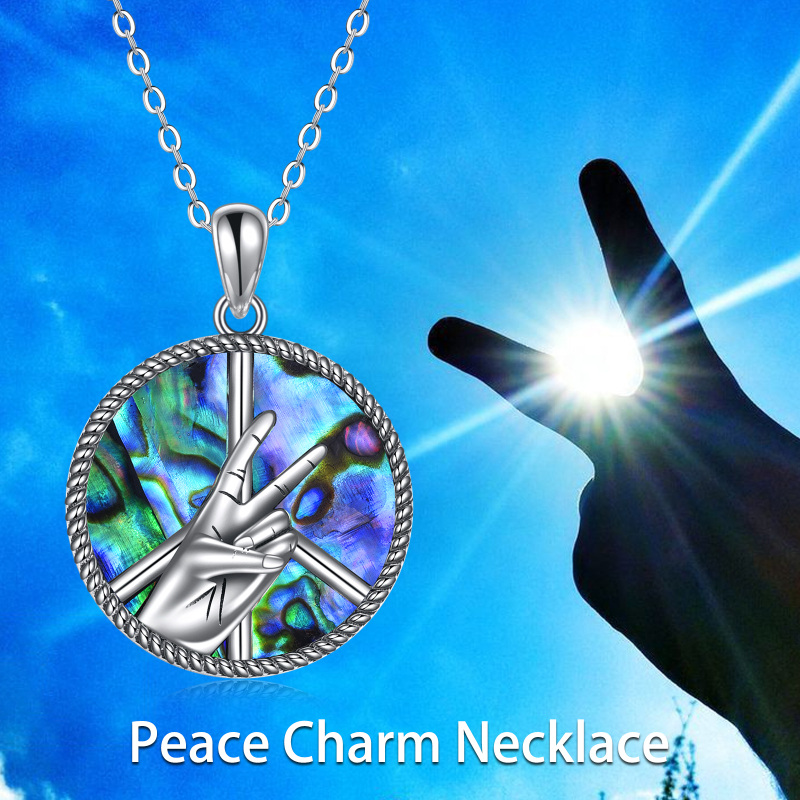 Sterling Silver Abalone Shellfish Pendant Necklace-5