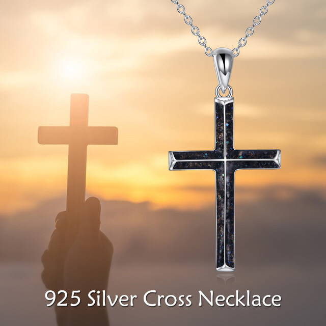 Collier en argent sterling avec gravure personnalisée et croix en forme de coquillage Abal-5