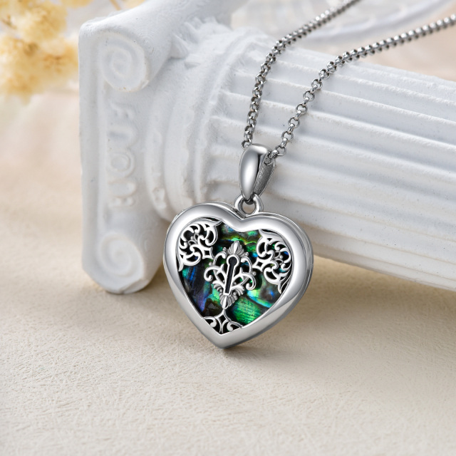 Sterling Silver Abalone Shellfish Personalized Photo & Heart Personalized Photo Locket Necklace-3