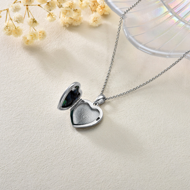 Sterling Silver Abalone Shellfish Personalized Photo & Heart Personalized Photo Locket Necklace-4