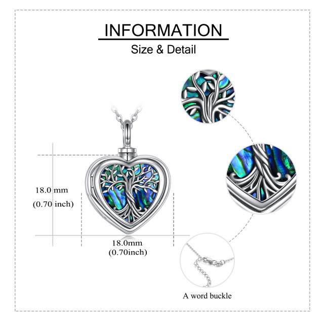 Sterling Silver Abalone Shellfish Personalized Photo & Heart Urn Necklace for Ashes with Engraved Word-5