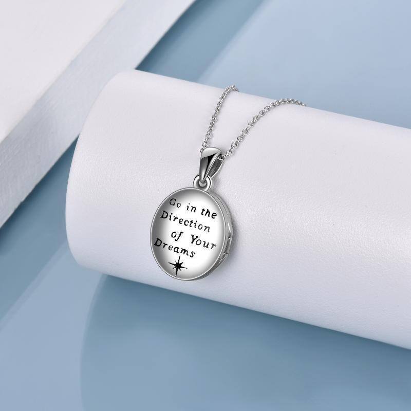 Sterling Silver Abalone Shellfish Personalized Photo Personalized Photo Locket Necklace with Engraved Word-4