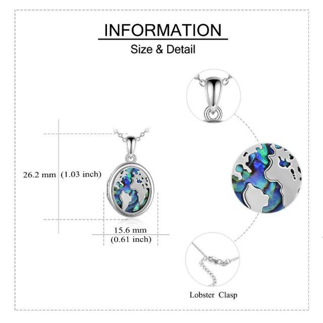 Collana con medaglione fotografico personalizzato con foto personalizzata di crostacei abalone in argento sterling con parola incisa-5