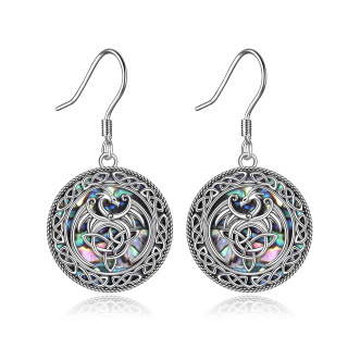 Sterling Silver Abalone Shellfish Phoenix & Celtic Knot Drop Earrings-4