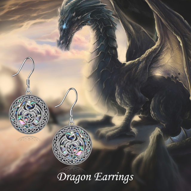 Pendientes Abalone Shellfish Phoenix & Celtic Knot de plata de ley-6