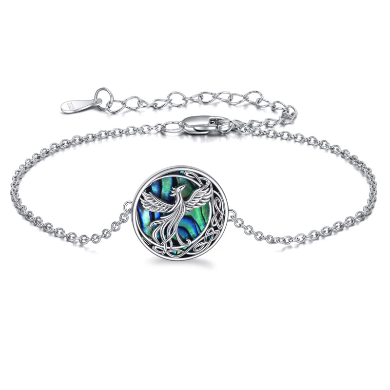 Sterling Silver Abalone Shellfish Phoenix & Celtic Knot Charm Bracelet-10