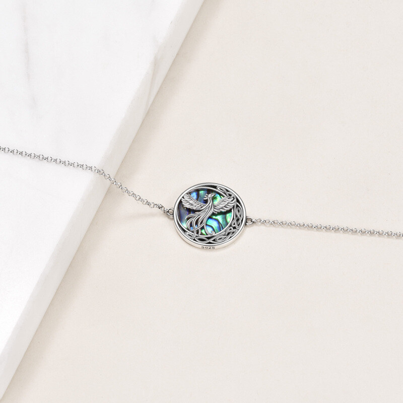 Pulsera de plata de ley conchas de abulón Fénix y nudo celta-5
