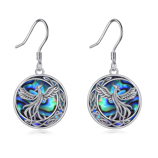 Sterling Silver Abalone Shellfish Phoenix Drop Earrings-10