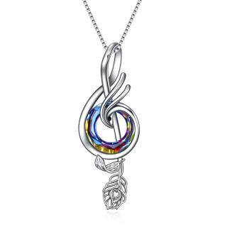 Sterling Silver Abalone Shellfish Phoenix & Music Symbol Pendant Necklace-55