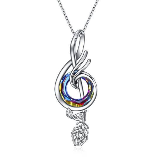 Colar com pingente de prata esterlina Abalone Shellfish Phoenix & Music Symbol