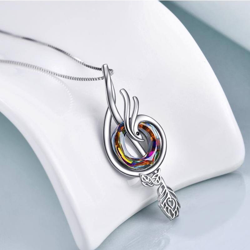 Collar con colgante de plata de ley Abalone Shellfish Phoenix & Music Symbol-3