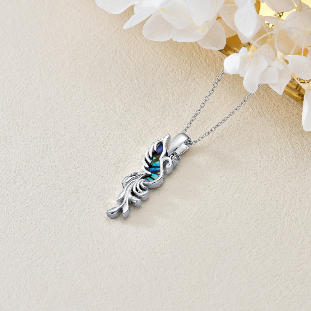 Collar de plata de ley con colgante de abulón y marisco Fénix-4