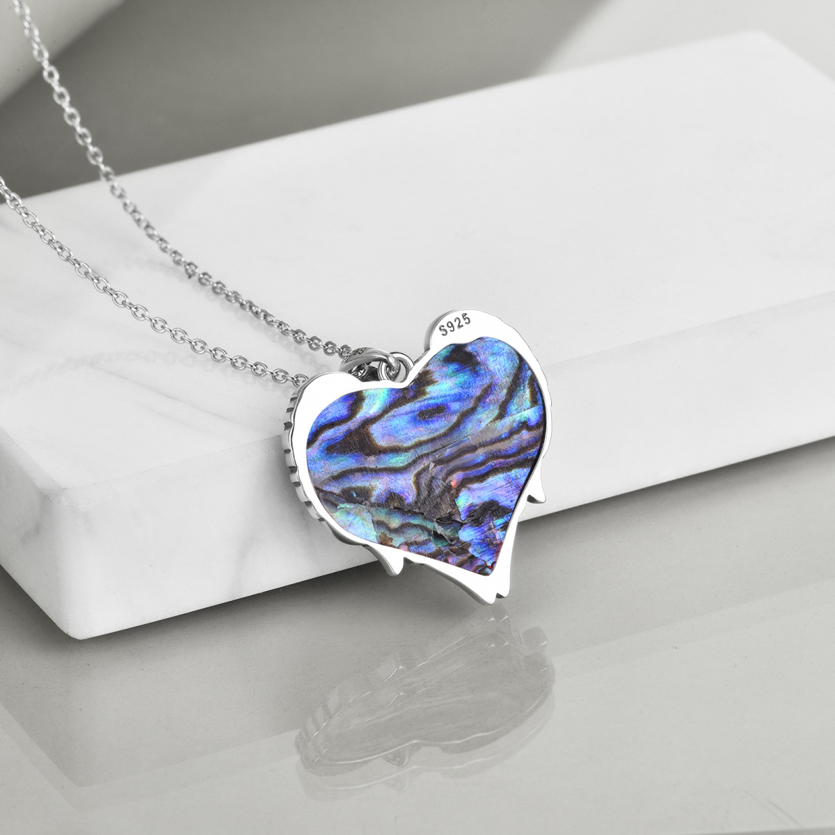 Sterling Silver Abalone Shellfish Raven Couple With Celtic Knot Pendant Necklace For Women-4