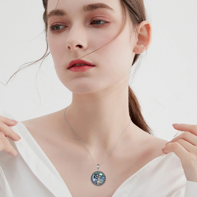 Colar de prata esterlina com pingente de São Cristóvão para Unissex-2