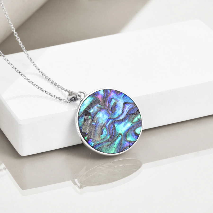 Collana con ciondolo San Cristoforo in argento sterling con conchiglia Abalone per Unisex-4