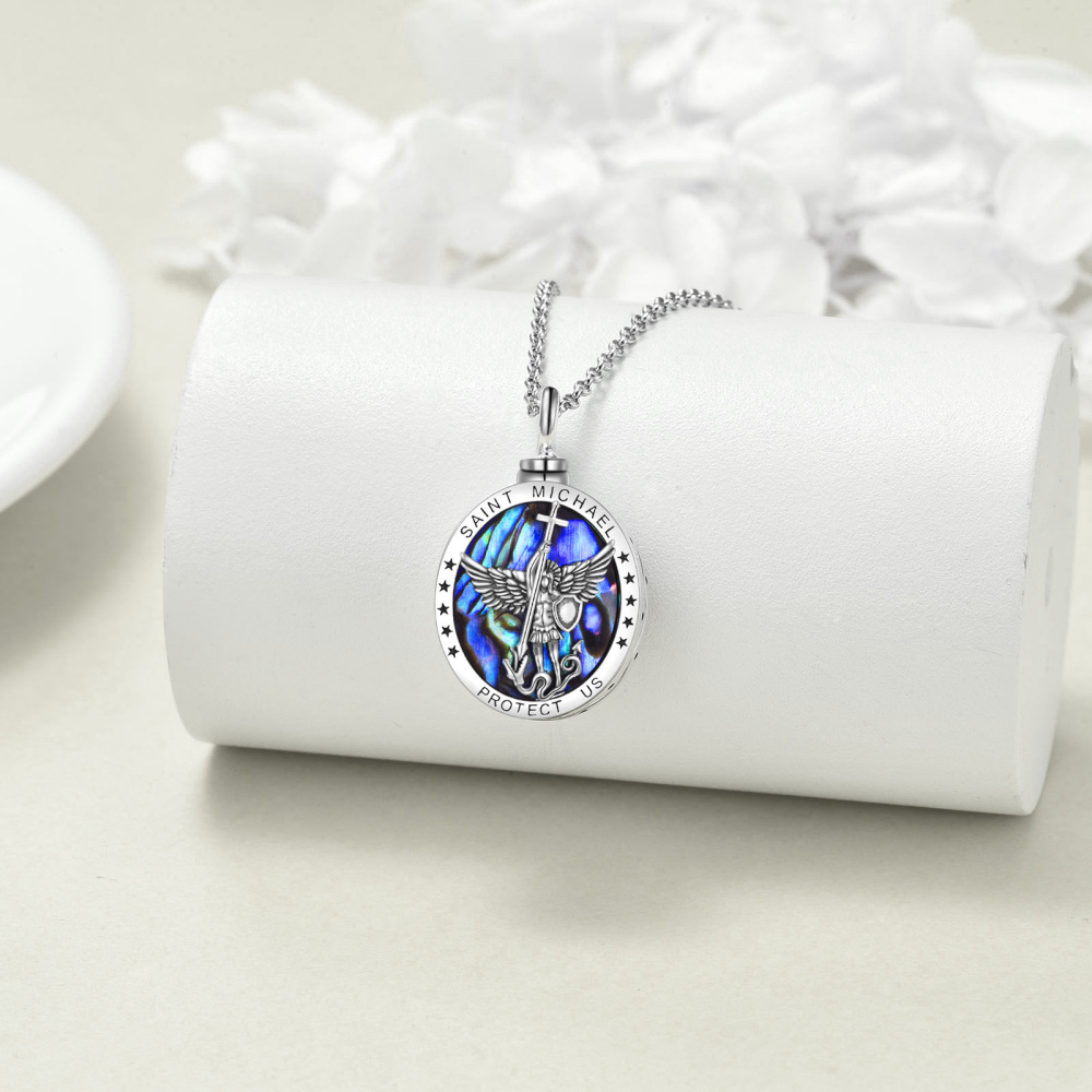 Sterling Silver Abalone Shellfish Saint Christopher Urn Necklace for Ashes-4