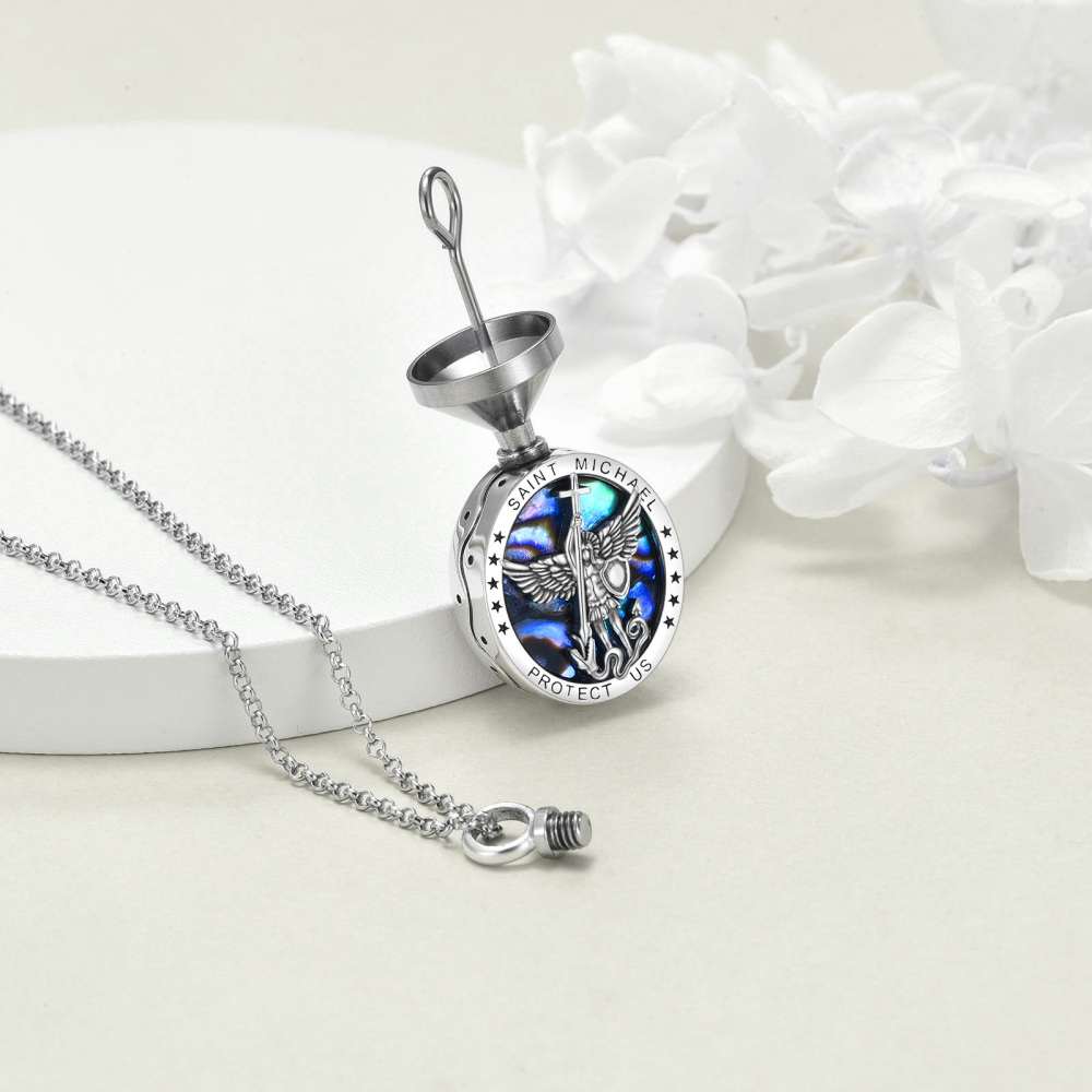 Sterling Silver Abalone Shellfish Saint Christopher Urn Necklace for Ashes-5