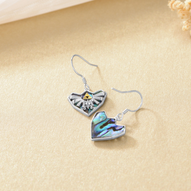 Sterling Silver Abalone Shellfish Sea Turtle Drop Earrings-4